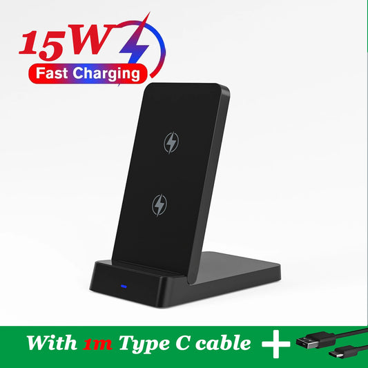 Wireless Charger 15w Wireless Charging Stand iPhone 15/15 Plus/15 Pro Max/14/13/SE 2022/12/11/X/8,Galaxy S22/S21/S20/S10